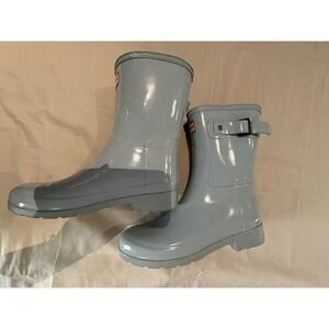 Hunter Boots Womens Size 6 Original Short Gloss Gray Wellington Rain Waterproof